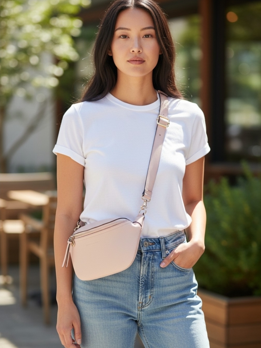 Poppy & Peonies Blush Crossbody Belt Bag